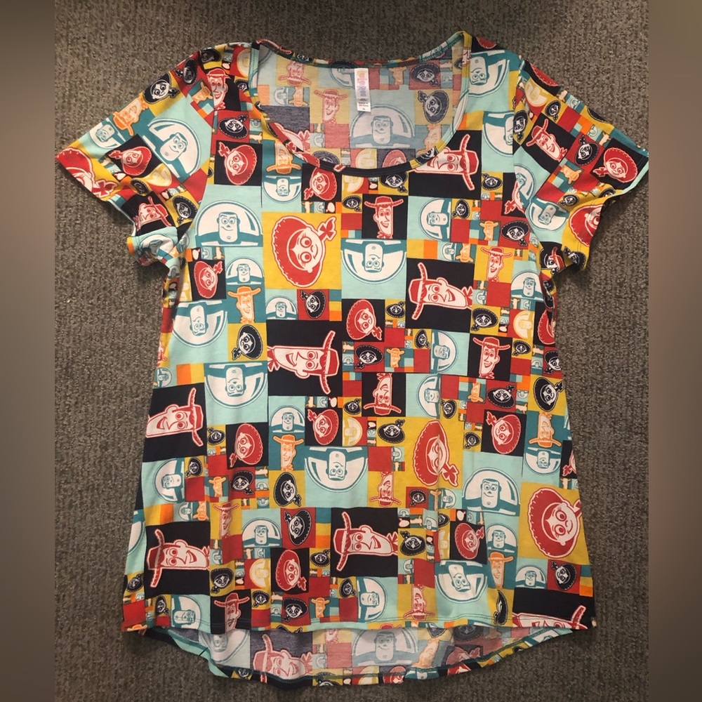 Pixar Toy Story Shirt Lularoe Soft T-shirt color block geometric